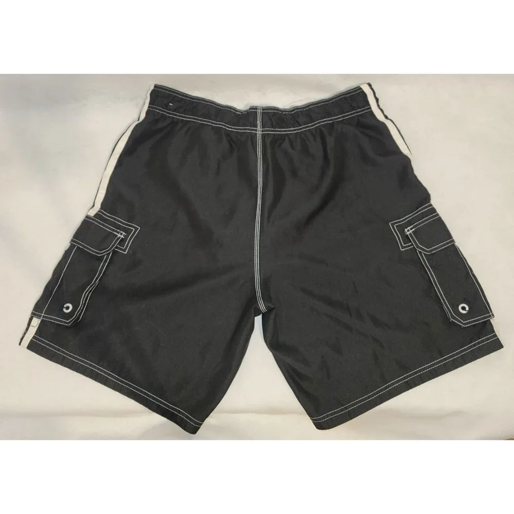 Ocean Pacific (OP) Men's Board Shorts Swim Trunks Black Cargo Size L (36-38)